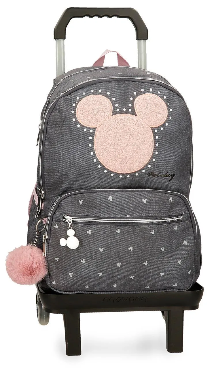 38227T1 MOCHILA ADAP. 44CM. C/CARRO. MICKEY STUDS