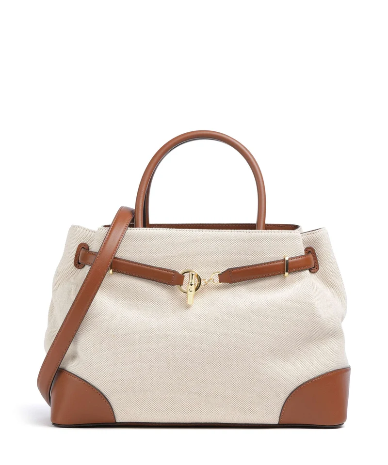 Lauren Ralph Lauren Blaike Large Sac à main natural/buff canvas/lauren tan