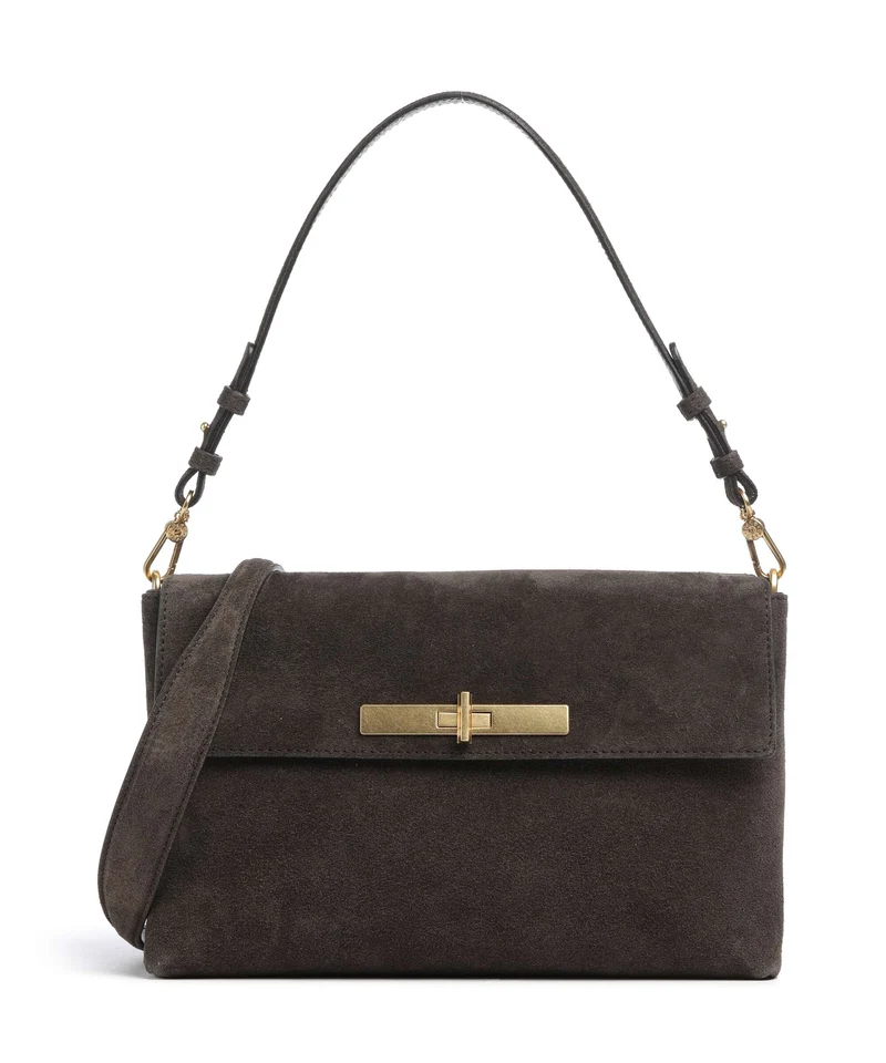 Abro Suede Twist Sac porté épaule dark brown