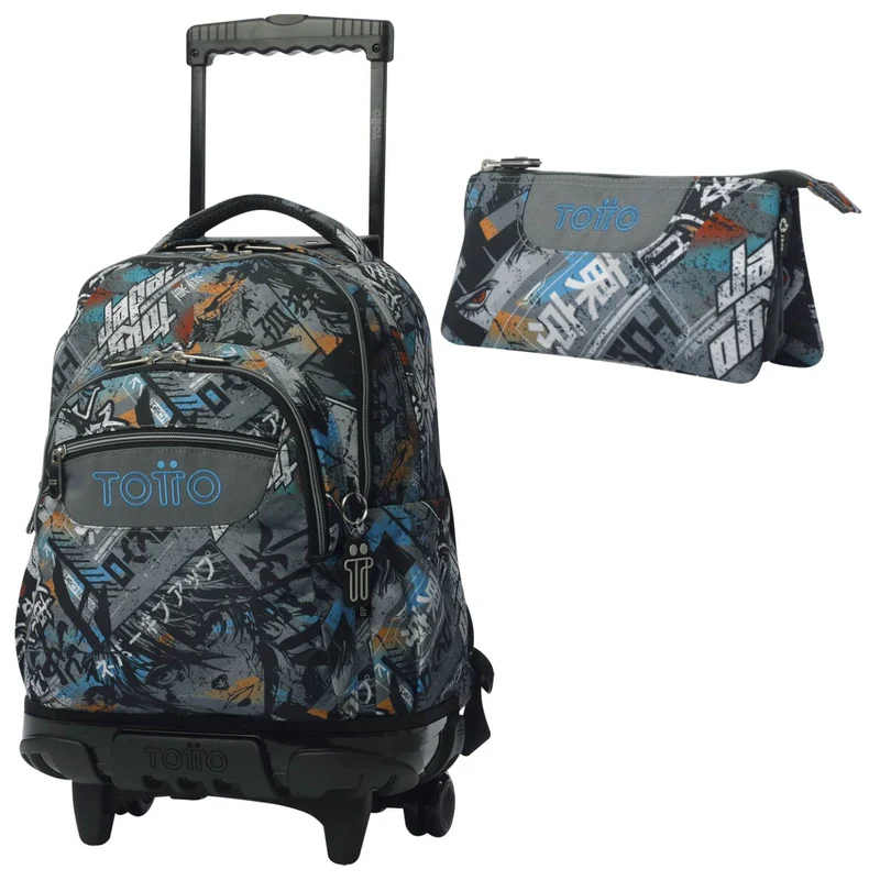 TOTTO Mochila escolar con ruedas Renglones + Estuche Tablero - 7YL Okubo