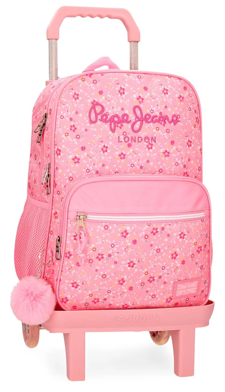 67122T3 MOCHILA ADAP. 40CM. 2C. C/CARRO PJL ALENKA ROSA