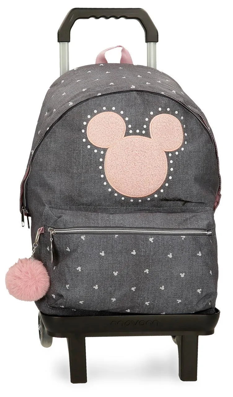38223T1 MOCHILA ADAP. 44CM. C/CARRO. MICKEY STUDS