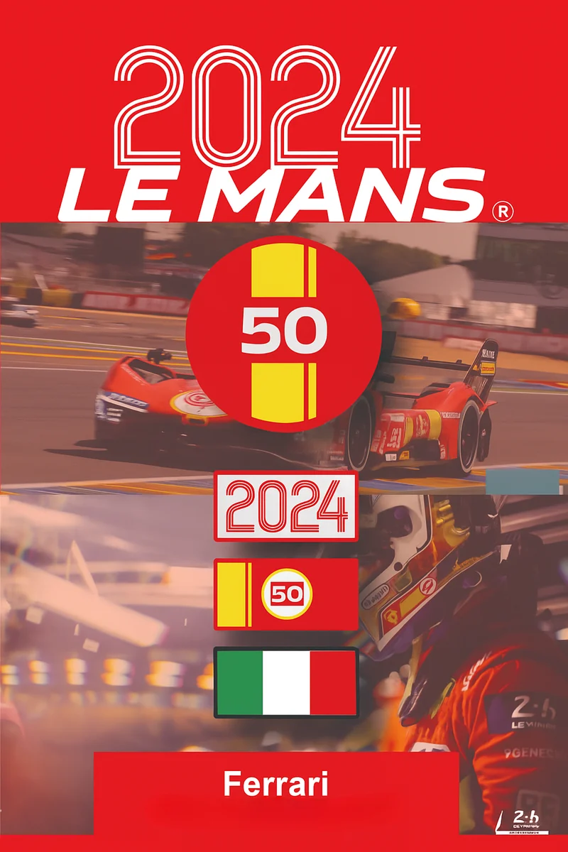 4 Patchs Brodés Scratch (Pour Sacs LÉGENDE) – Victoire Ferrari 2024 – 24H LÉGENDE