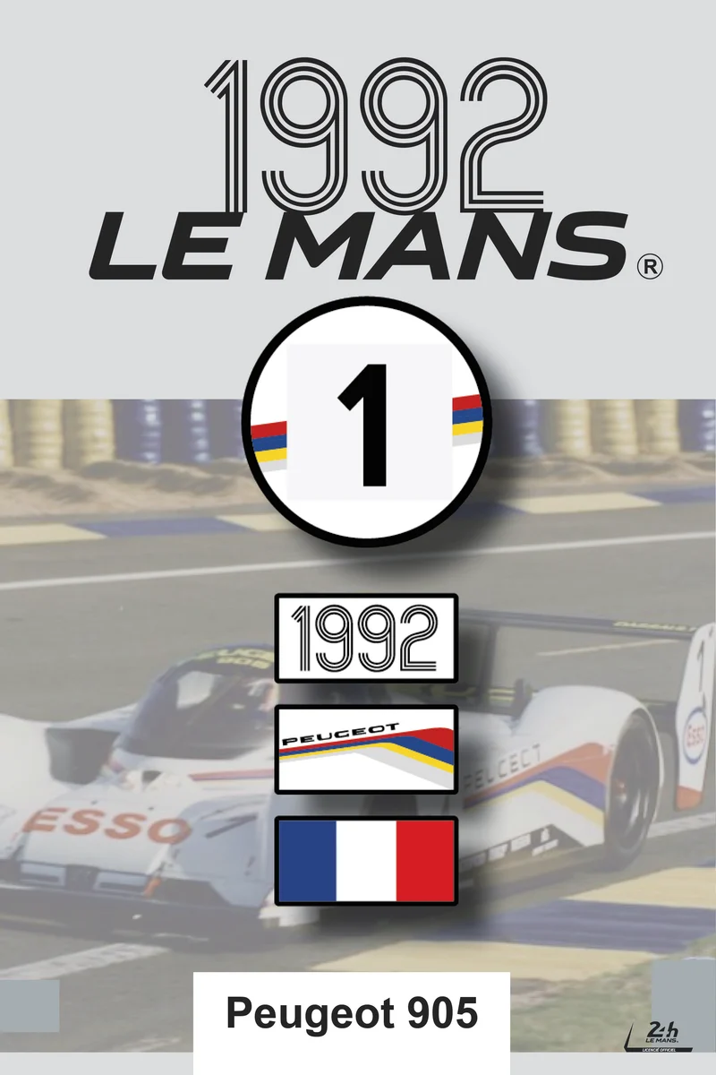 4 Patchs Brodés Scratch (Pour Sacs LÉGENDE) – Victoire Peugeot 1992 – 24H LÉGENDE
