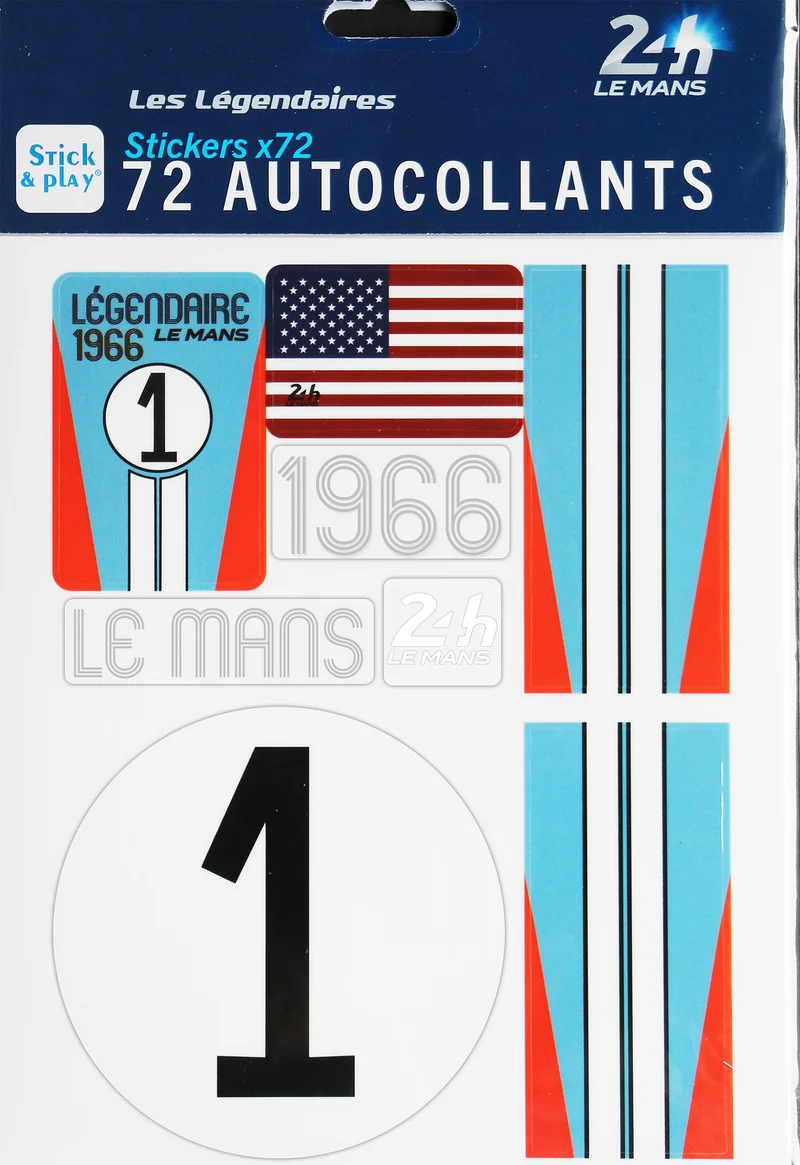 24H LEGENDE - Pochette de 5 planches d'autocollants repositionnables - 1966