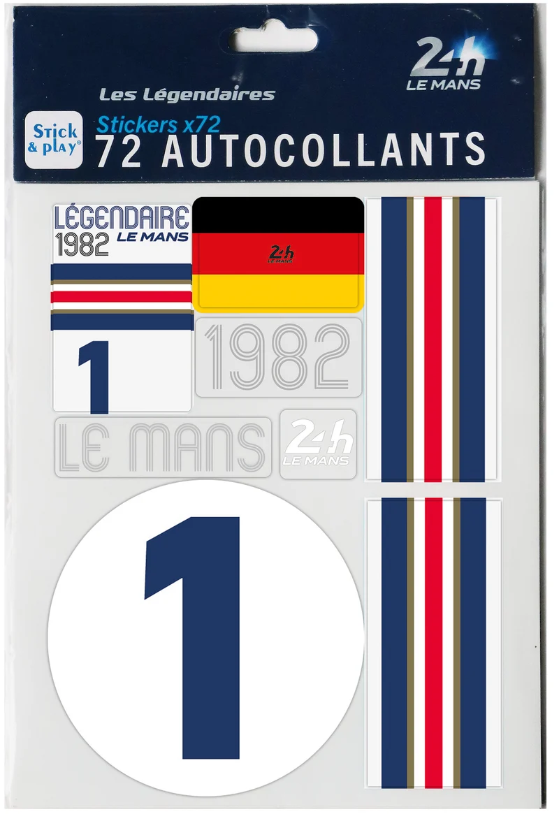 24H LEGENDE - Pochette de 5 planches d'autocollants repositionnables - 1982