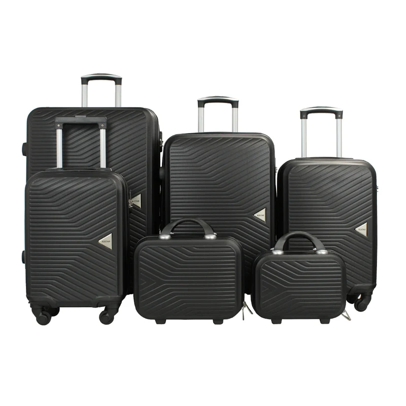 Set de 4 Valises 50cm-55cm-65cm-75cm + Vanitys S et XS Alistair - Collection Iron - 4 roues - ABS ultra résistant - Noir