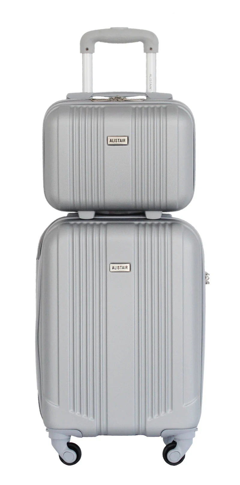 Valise Taille Cabine 52cm et Vanity Alistair - Collection Airo 2.0 - 4 roues - ABS ultra résistant - Argent