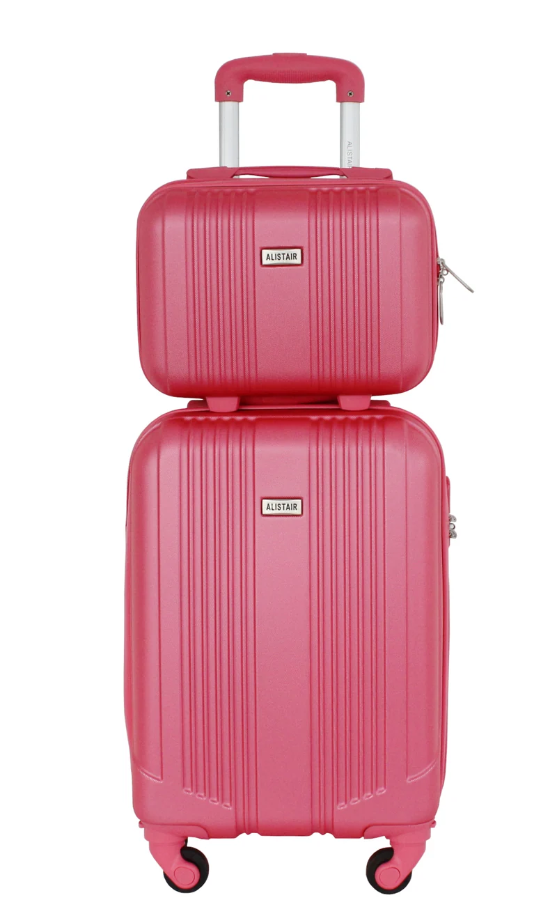 Valise Taille Cabine 52cm et Vanity Alistair - Collection Airo 2.0 - 4 roues - ABS ultra résistant - Rose