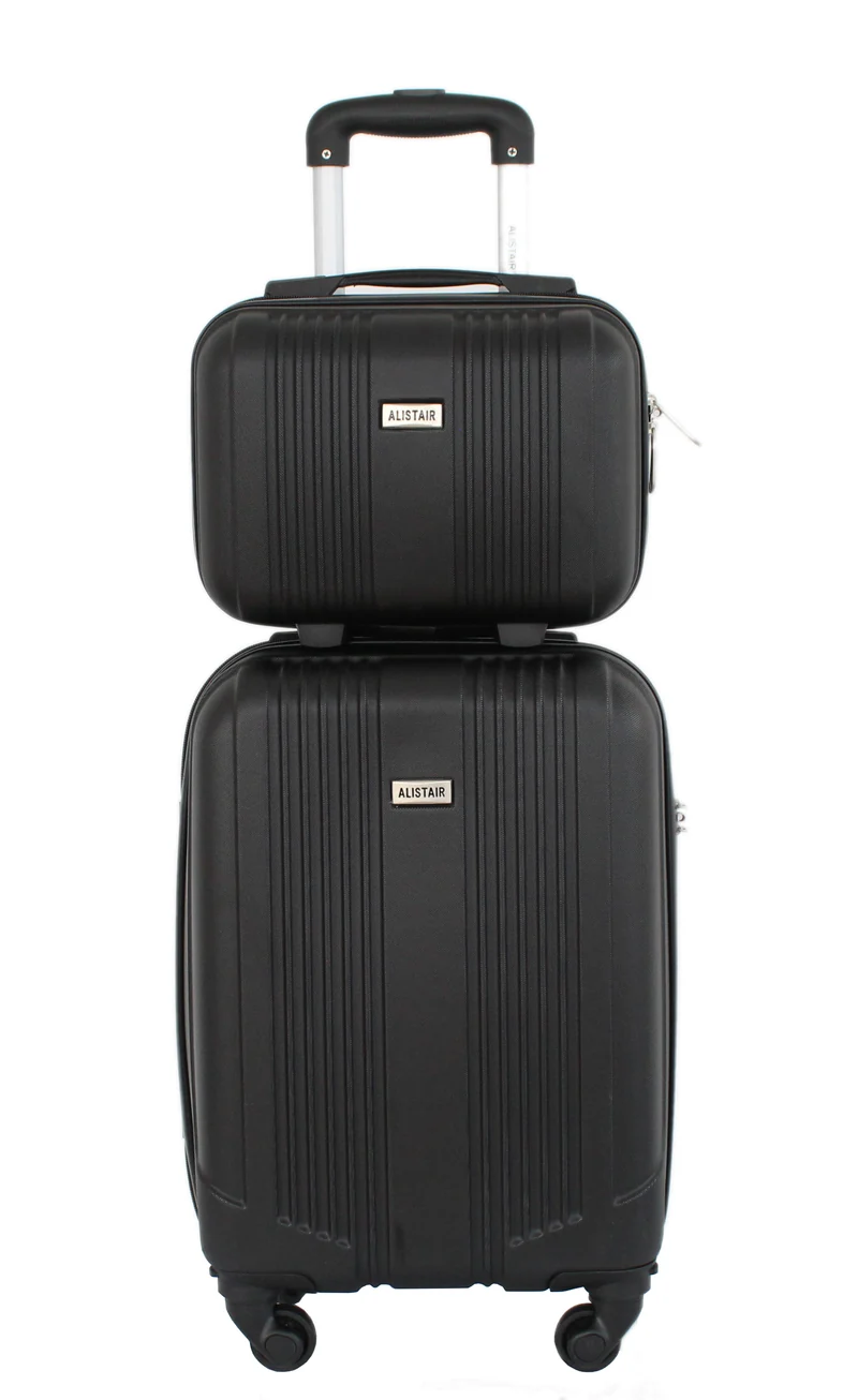Valise Taille Cabine 52cm et Vanity Alistair - Collection Airo 2.0 - 4 roues - ABS ultra résistant - Noir