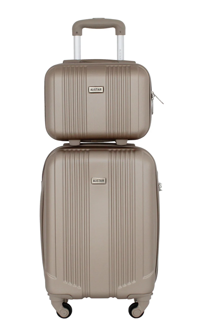 Valise Taille Cabine 52cm et Vanity Alistair - Collection Airo 2.0 - 4 roues - ABS ultra résistant - Champagne