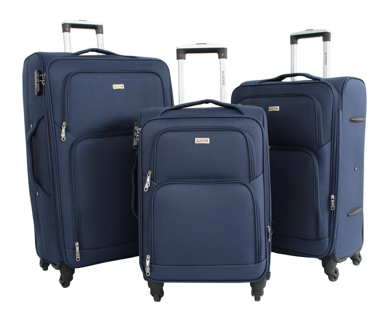 Set de 3 Valises 58cm-68cm-78cm Alistair - Collection Plume 2.0 - 4 roues - Toile souple - Bleu