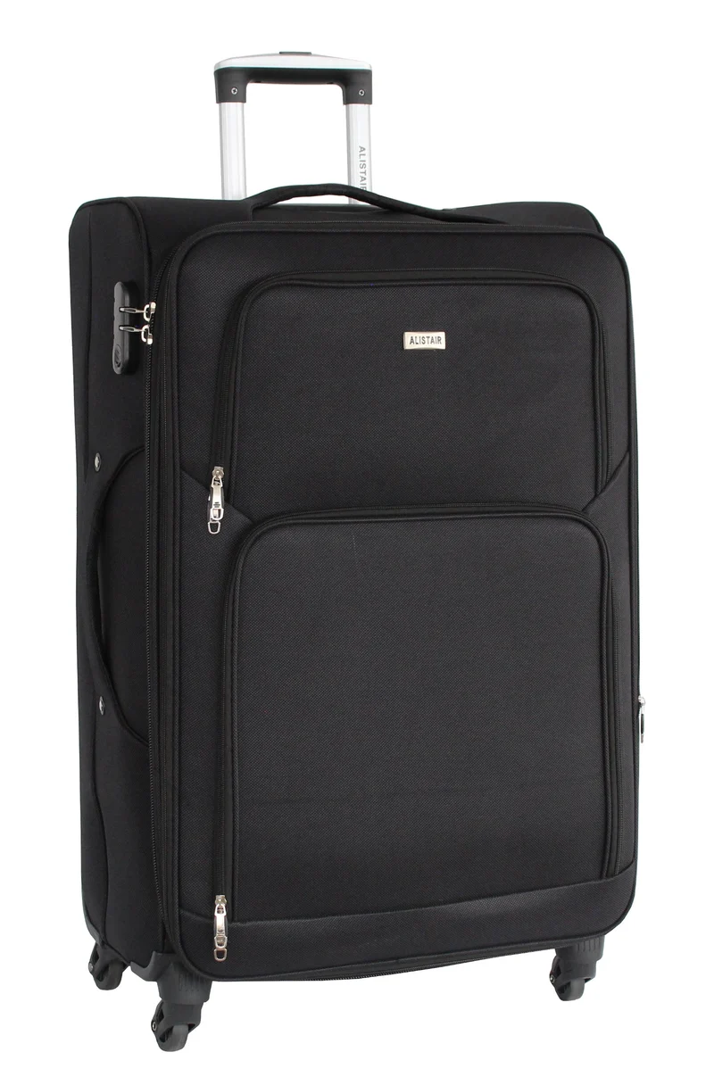 Valise grande taille Alistair - Collection Plume 2.0 - 4 roues - Toile souple - Noir