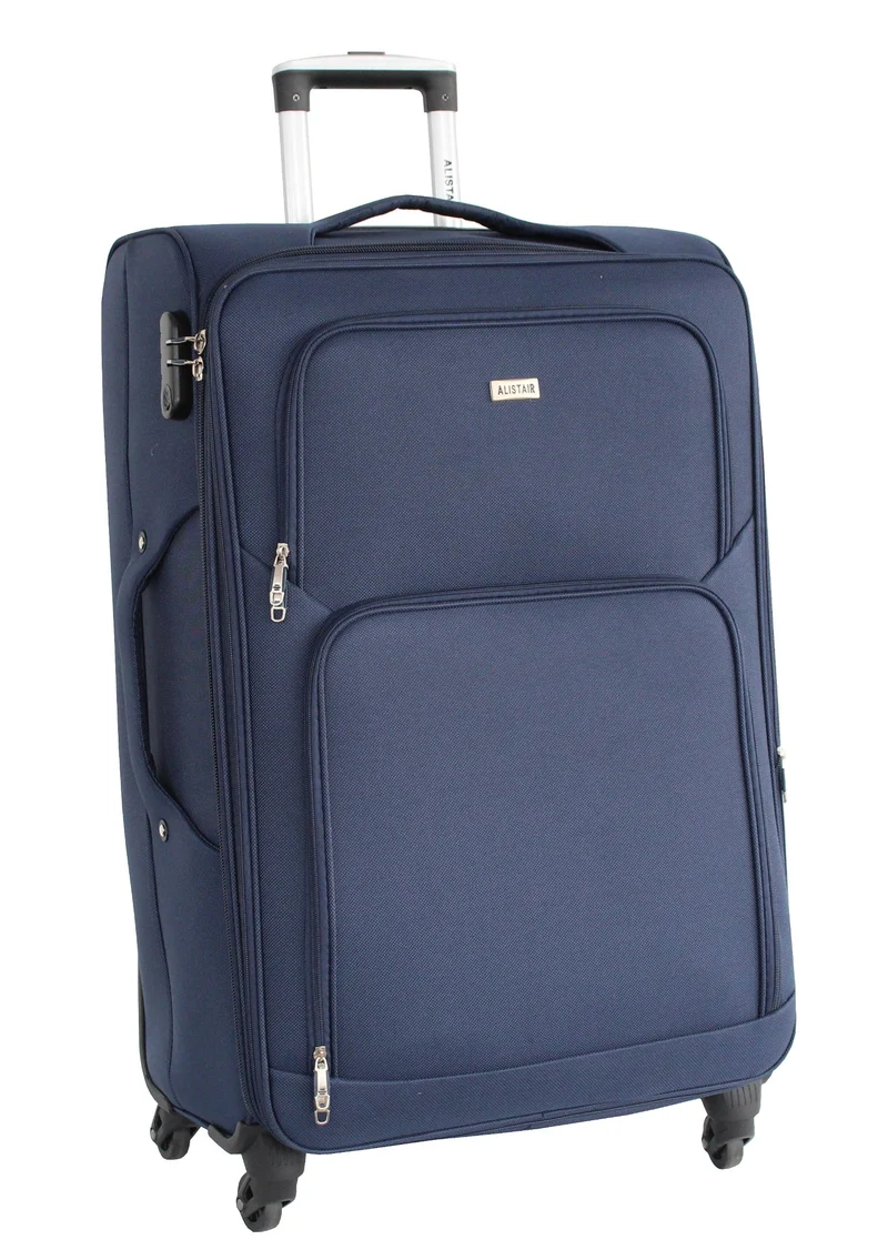 Valise grande taille Alistair - Collection Plume 2.0 - 4 roues - Toile souple - Bleu