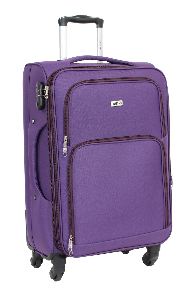 Valise taille moyenne Alistair - Collection Plume - 4 roues - Toile souple - Violet