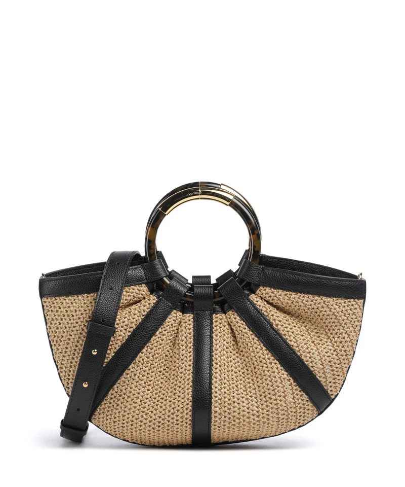 Coccinelle Shell Straw Sac à main natural/noir