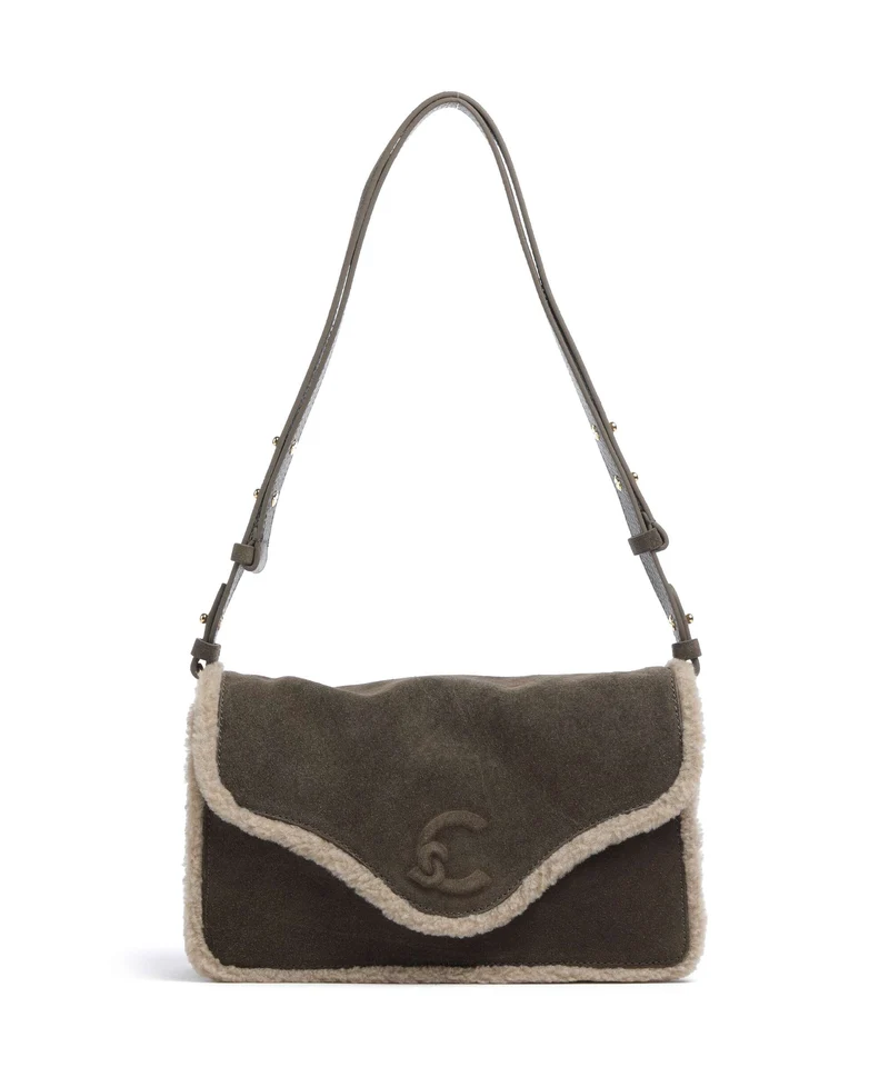 Coccinelle C-Me Softy Suede Sac porté épaule fango/warm taupe