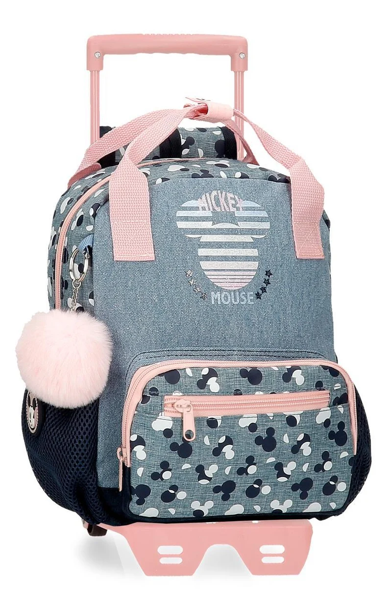 32221T1 MOCHILA ADAP. 27CM. C/CARRO. MICKEY DENIM