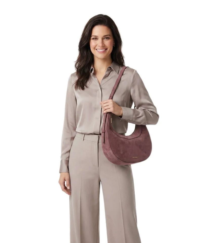Coccinelle Whisper Suede Sac porté épaule berry