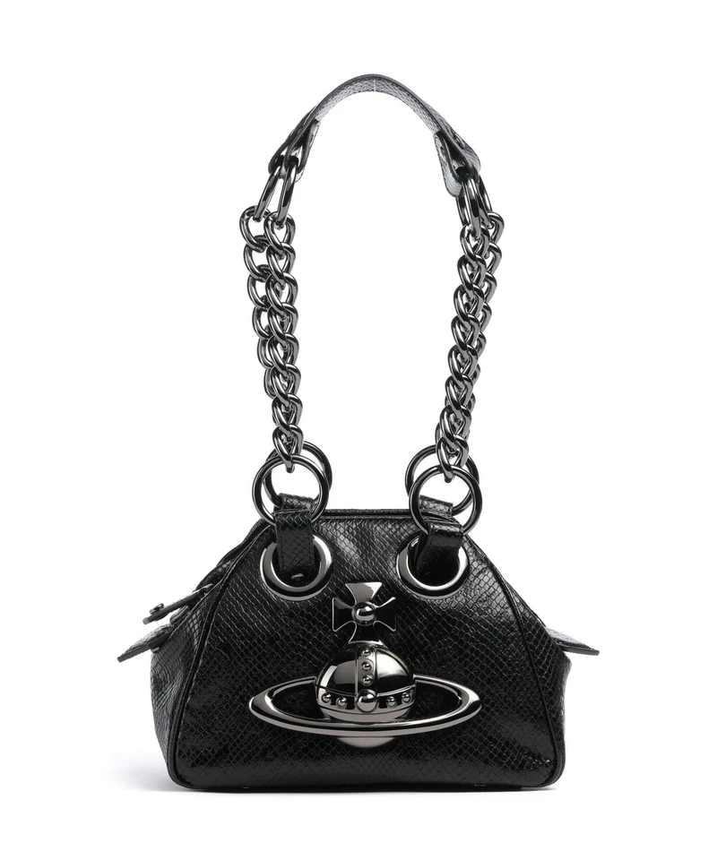 Vivienne Westwood Archive Python-Effect Embossed Sac porté épaule black