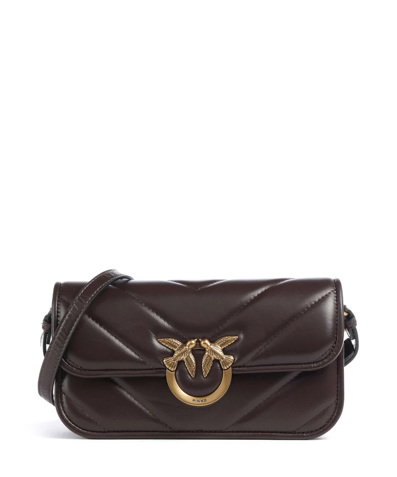 Pinko Love Box Horizontal Sac porté épaule rosso mogano/antique gold