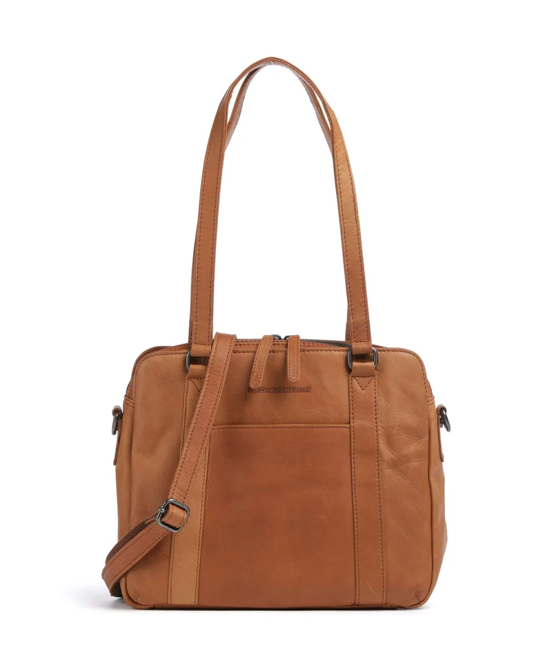 The Chesterfield Brand Wax Pull Up Cow Porlezza Sac porté épaule cognac
