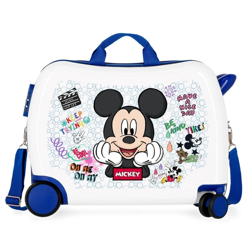 Maleta infantil 2 ruedas multidireccionales Mickey Be Cool blanco