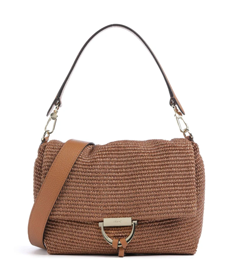 Abro Raffia Classica Temi Medium Sac porté épaule caramel/cognac