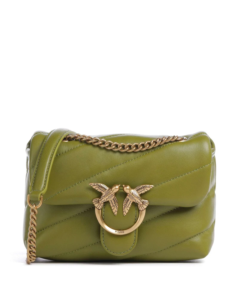 Pinko Love Puff Baby Sac porté épaule verde erba/antique gold