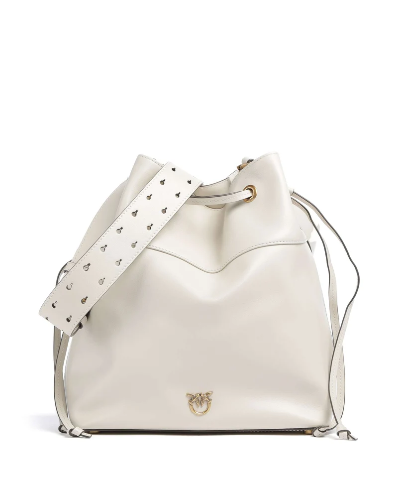 Pinko Secchiello Classic Sac seau bianco seta/antique gold