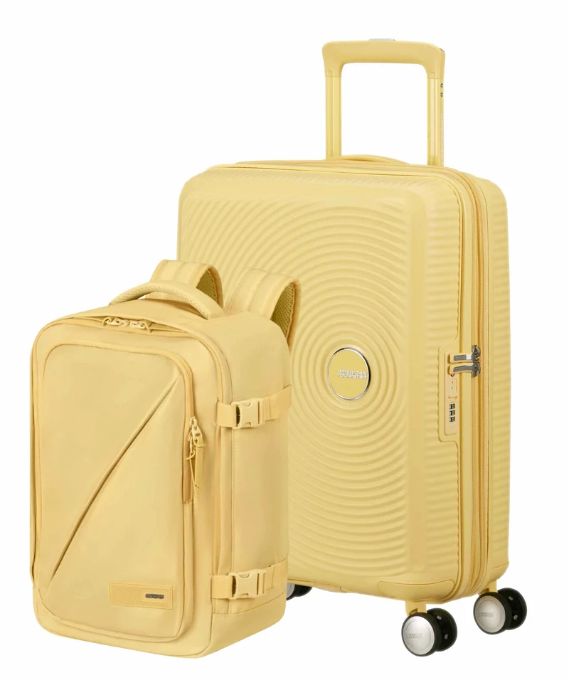 Pack Maleta Cabina SoundBox + Mochila Take2cabin de American Tourister - Amarillo pastel