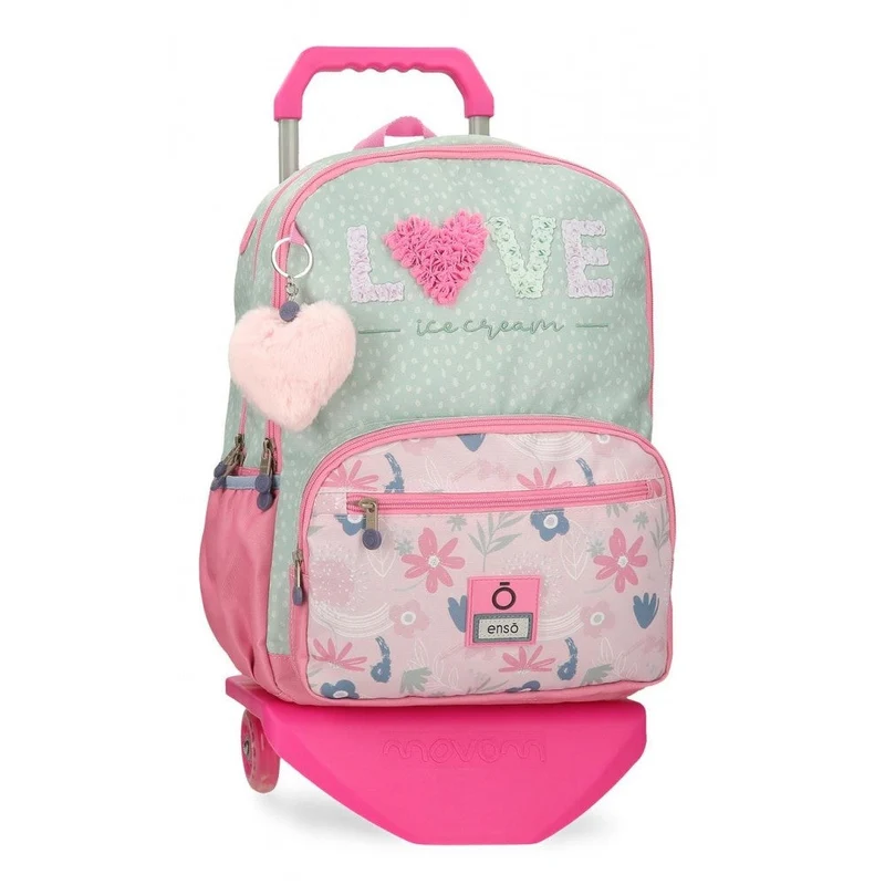 Mochila Enso Love ice cream doble compartimento con carro