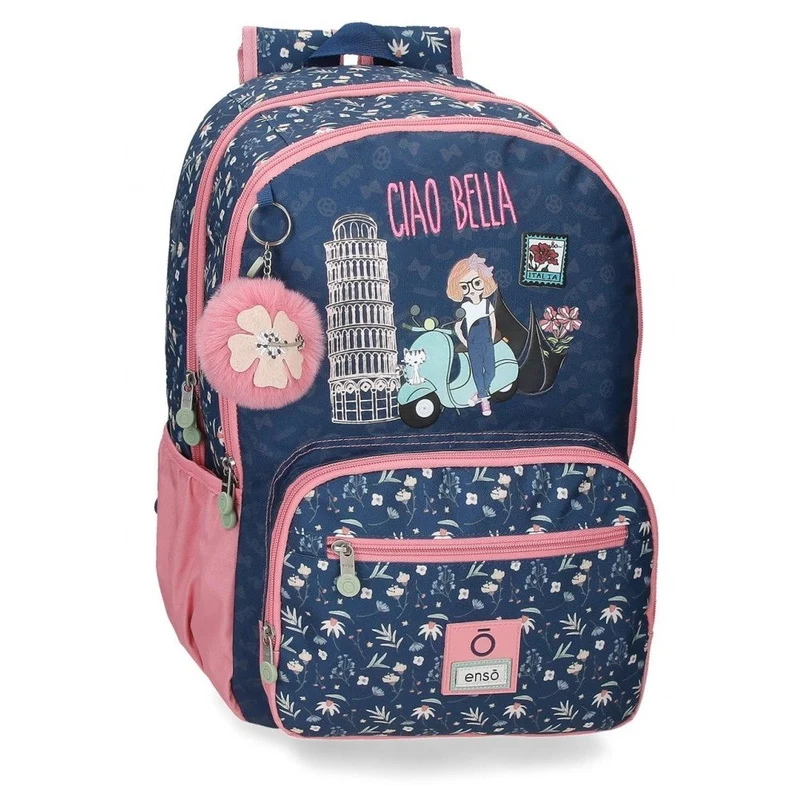 Mochila Enso Little Dreams doble compartimento adaptable Azul