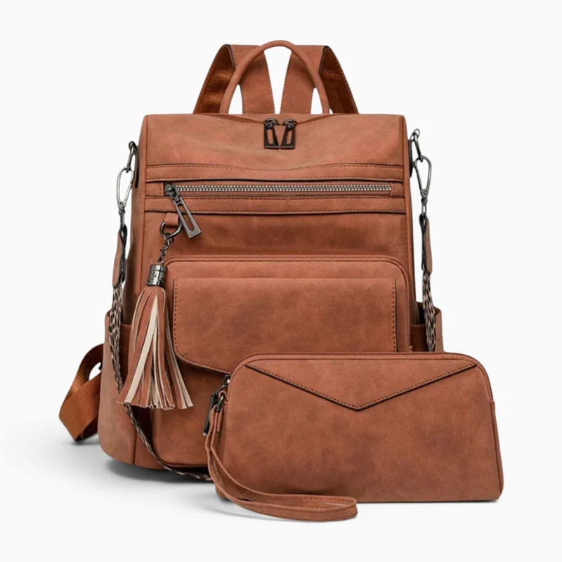 Sac à dos Cuir Femme avec Pochette