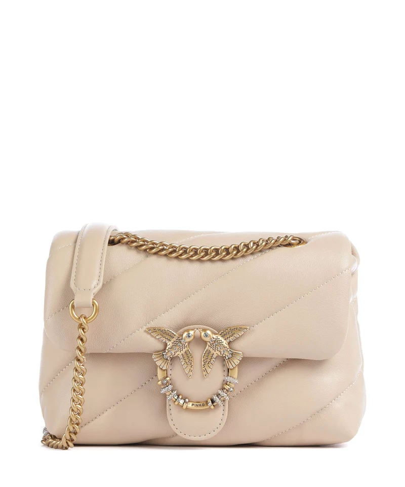 Pinko Love Puff Mini New Buckle Sac porté épaule beige/grigio fumo/antique gold