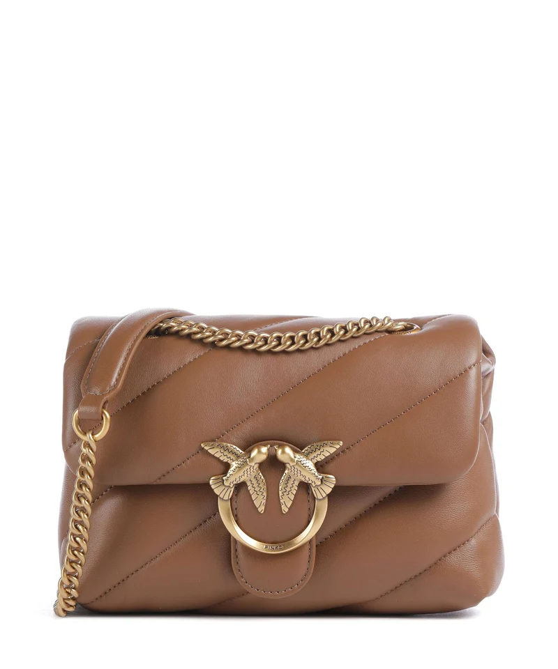 Pinko Love Puff Mini Sac porté épaule marrone cognac/antique gold