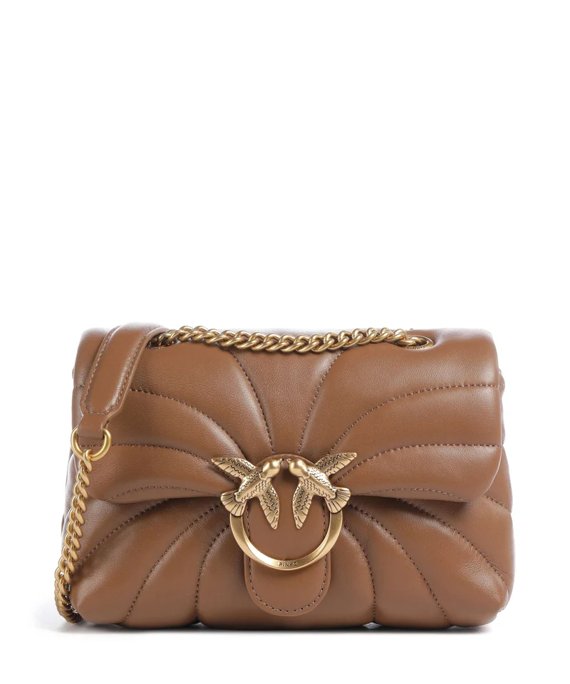 Pinko Love Puff Mini Sac porté épaule marrone cognac/antique gold