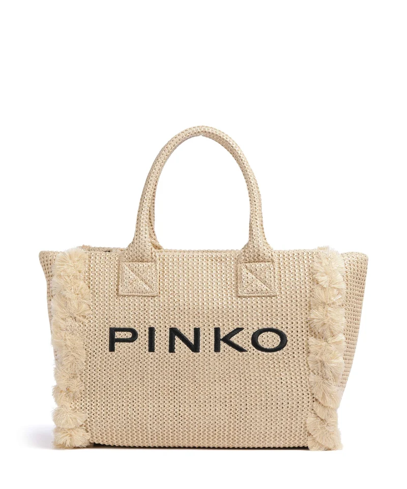 Pinko Beach Sac à main paglia/nero/antique gold