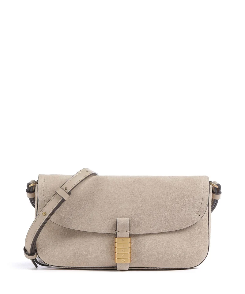 Pinko Saddle Flat Sac bandoulière beige/grigio fumo/antique gold