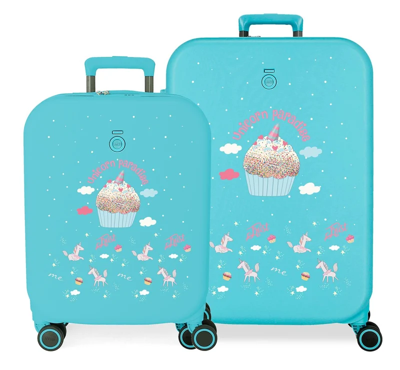 9949521 SET/2 TROLLEY ABS 55-70CM.4R. UNICORN PARADISE TURQU