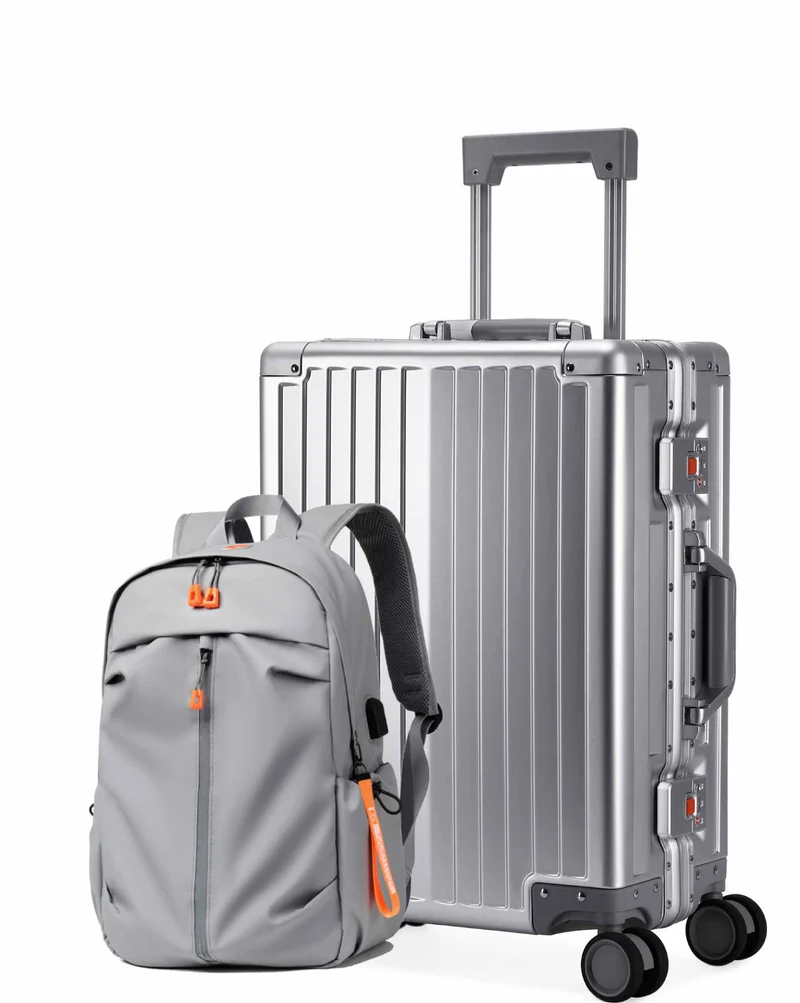 Pack maleta de cabina 100% aluminio NEW YORK + mochila impermeable NEWARK de GREENWICH