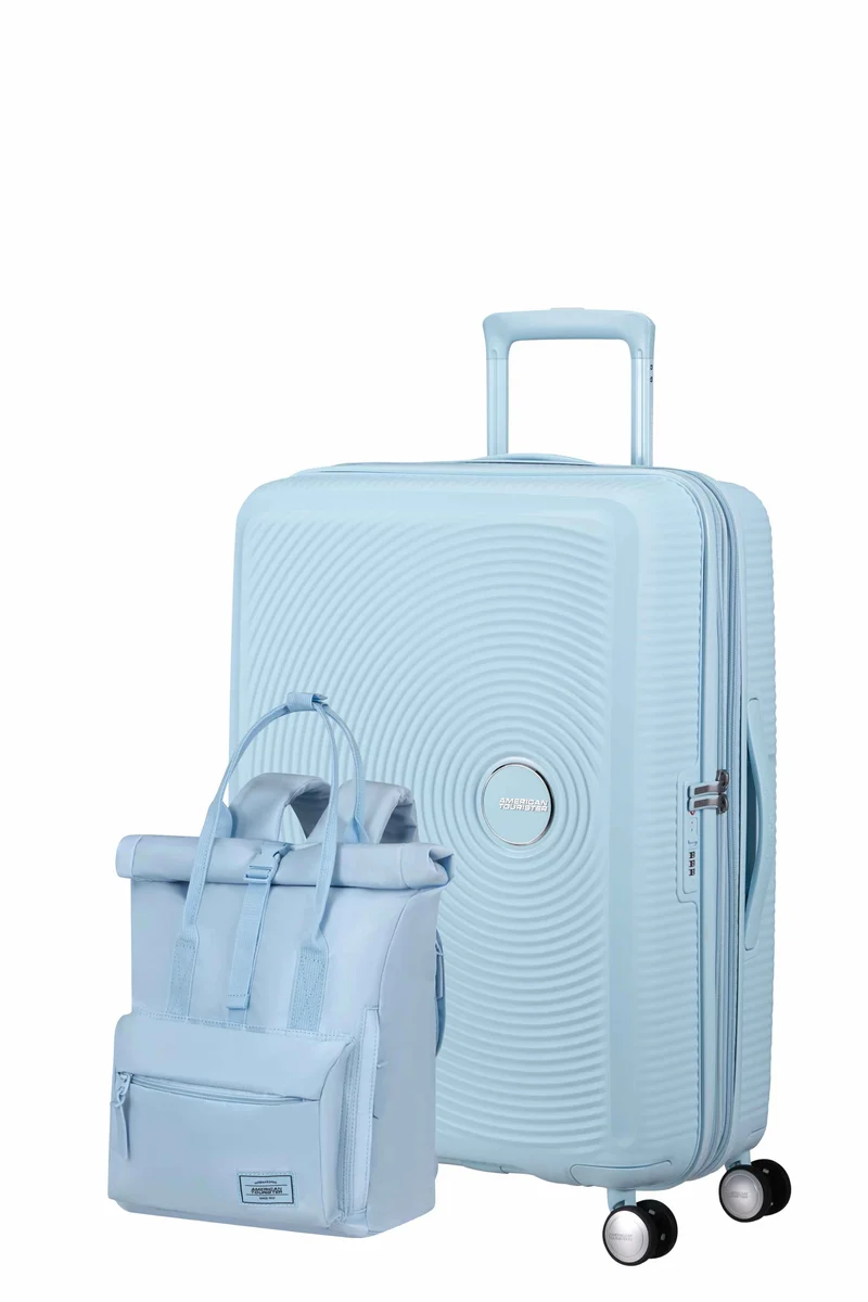 Pack Maleta mediana SoundBox + Mochila Urban groove de American Tourister - Azul pastel